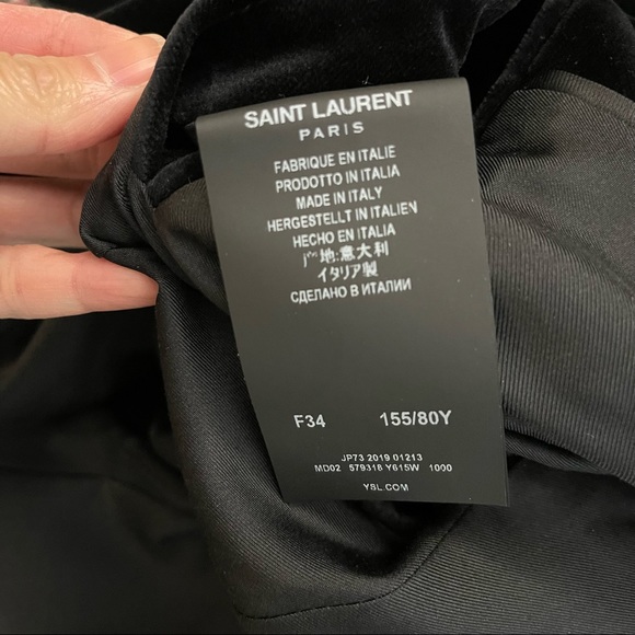 Saint Laurent black piped Velvet long jacket size 34, brand new - Picture 6 of 9